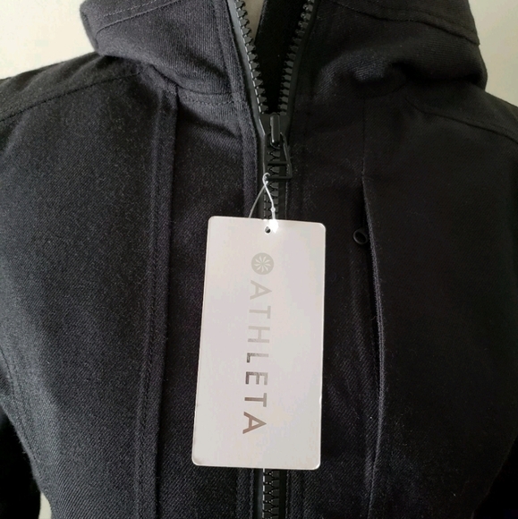 Athleta Cascades Parka Coat Warm Down Waterproof Long Hooded Black $348, XXS New - Picture 4 of 5